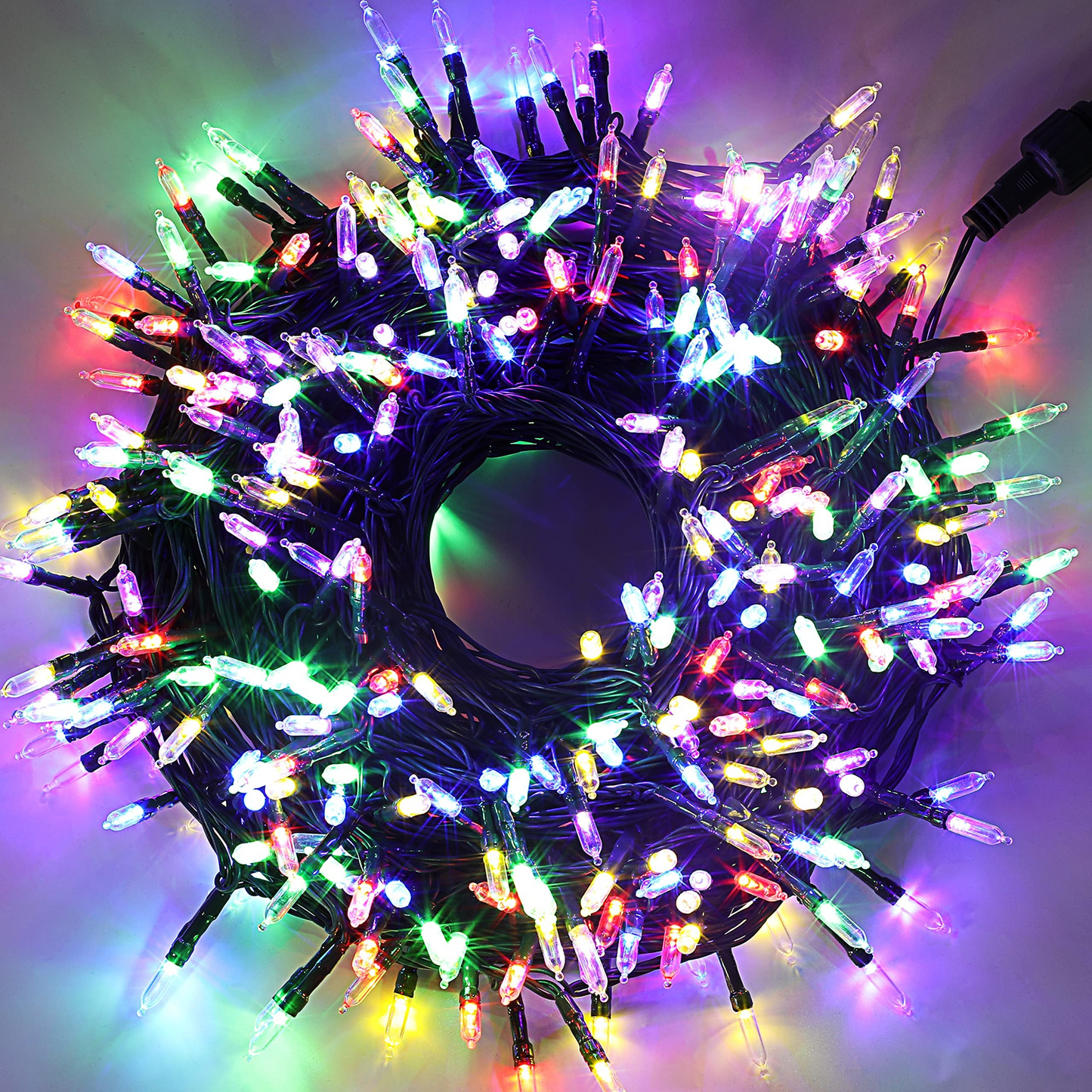 300 Multicolor LED Green Wire String Lights