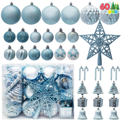 60 Pcs Christmas Assorted Ornaments with a Star Tree Topper