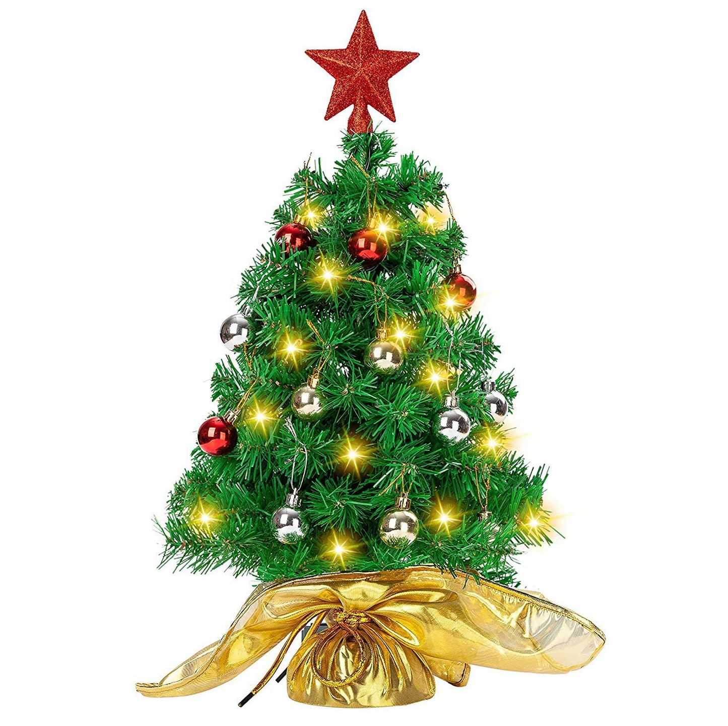 23in Prelit Table-top Christmas tree with DIY Kits (Gold)