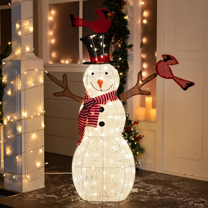 3.5ft LED Yard Lights - Cotton Snowman with Top Hat