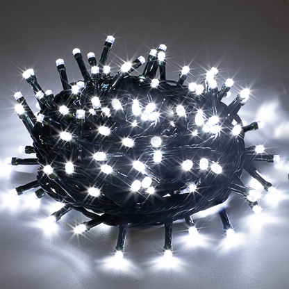 39ft Cool White Green Wire String Lights on Reel, 120 LED