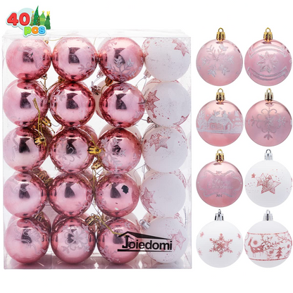 40Pcs Contrast Color with Panting and Glittering - Rose Gold & White
