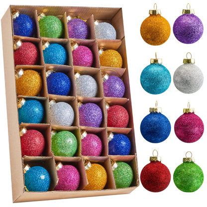 24Pcs Mini Christmas Glass Ball Ornaments,