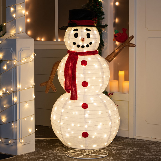3.8ft LED Yard Lights - Collapsible Snowman with Top Hat