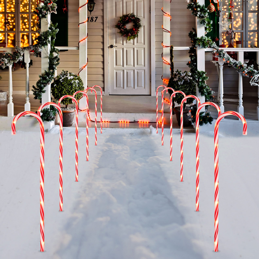 28in Christmas Candy Cane Pathway Marker (thin red) , 12 Packs