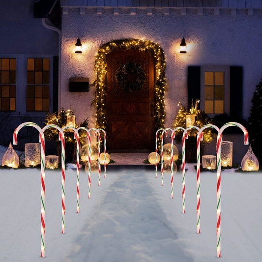 28in Christmas Candy Cane Pathway Markers Thick Green