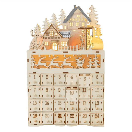 Advent Calendar - LED Wooden Box (House&Reindeers)