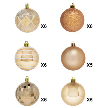 Champagne Christmas Ball Ornaments, 34 Pcs