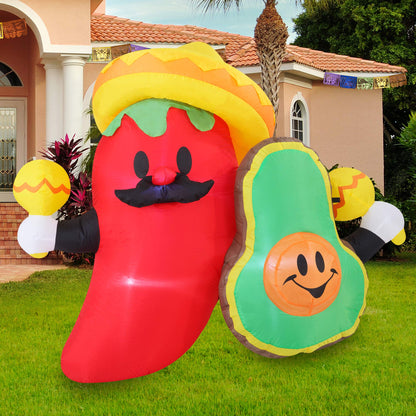 Large Inflatable Long Cinco De Mayo Avocado and Chili (6 ft)