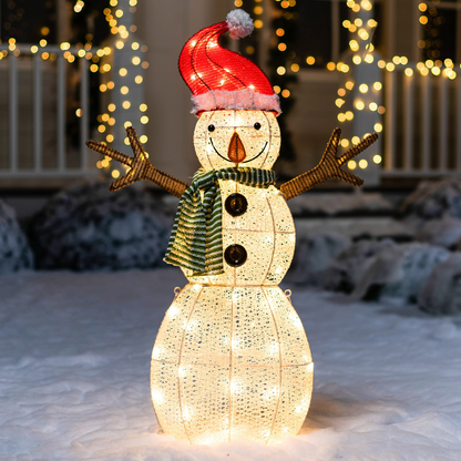 3.5ft LED Yard Lights - Cotton Snowman with Christmas Hat