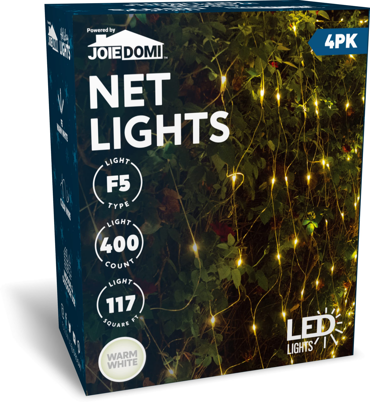 4 Pack100 LED Christmas Net Lights Warm White