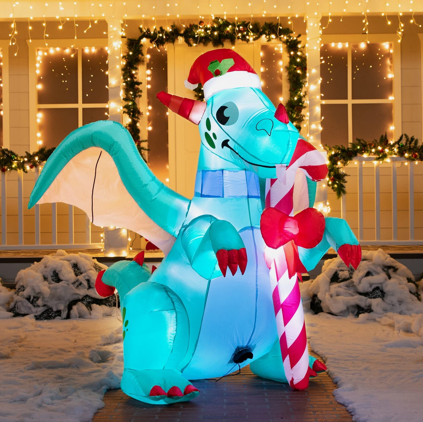 Green Dragon with a Candy Cane