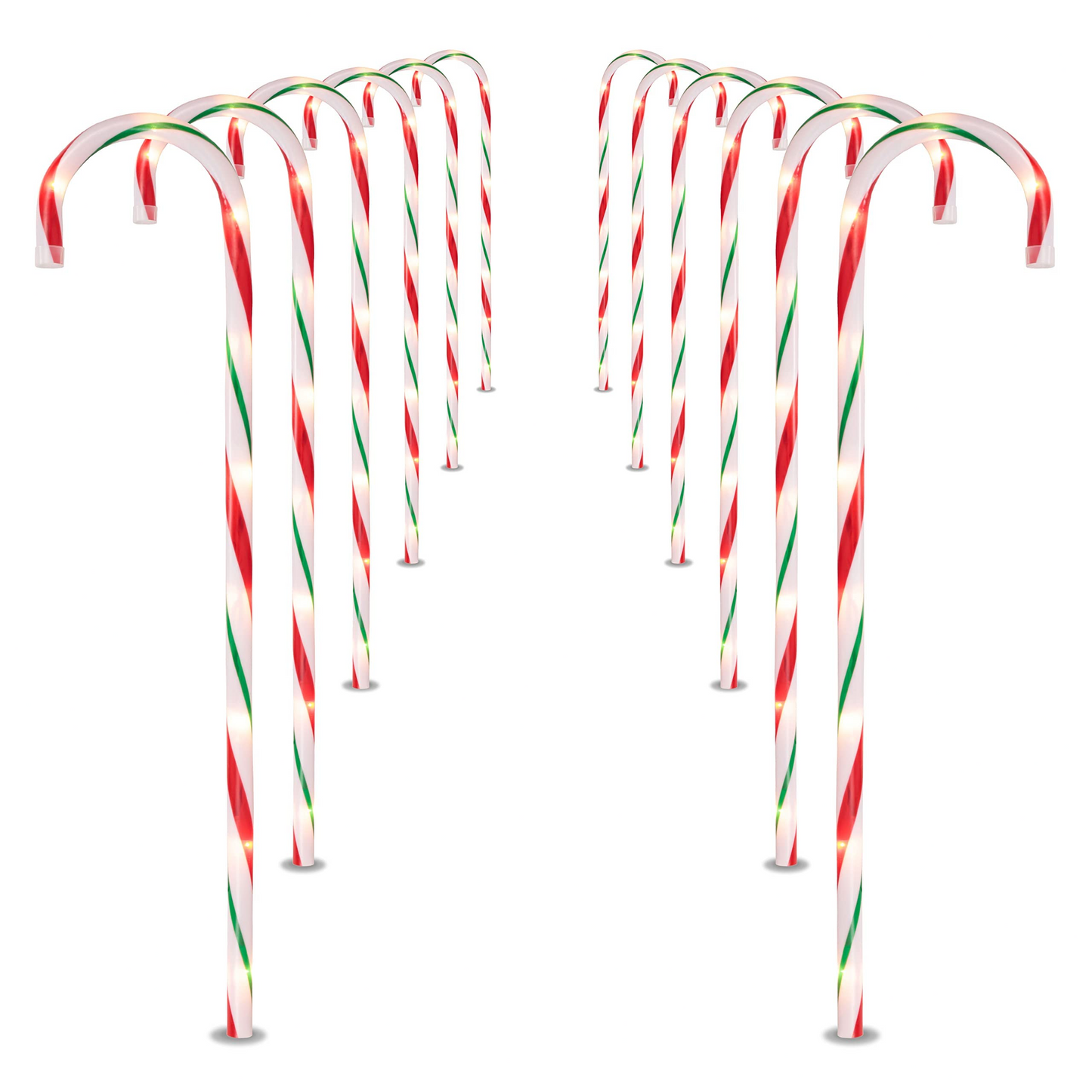 28in Christmas Candy Cane Pathway Markers Thick Green