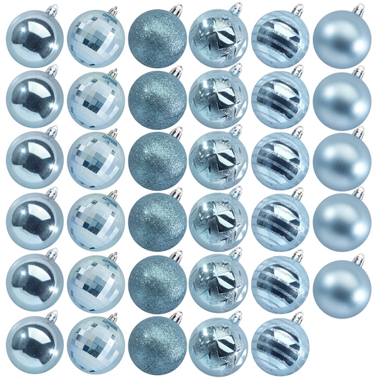 34Pcs Basic Christmas Ball Ornaments 2.36in - Baby Blue