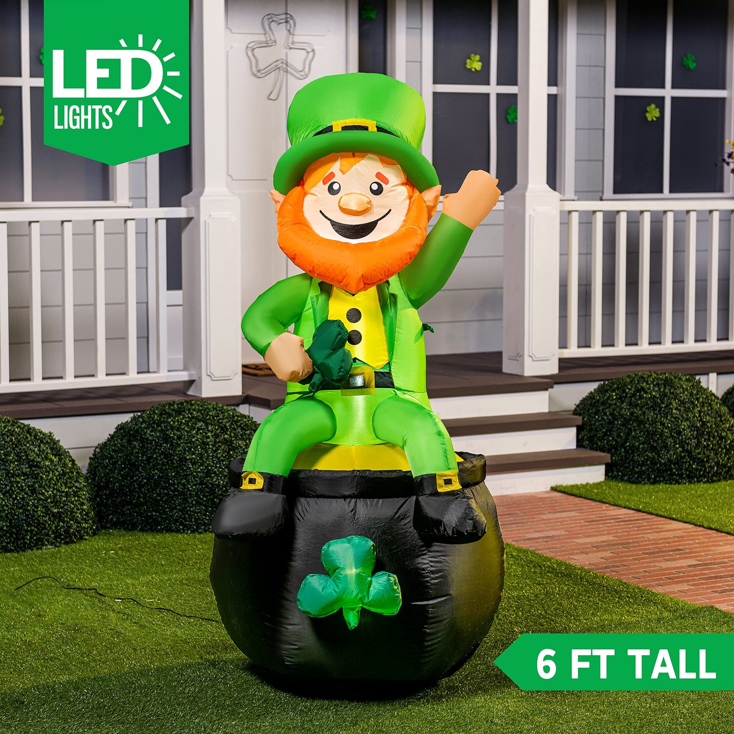 Large St. Patrick's Sitting Leprechaun Inflatable (6 ft)