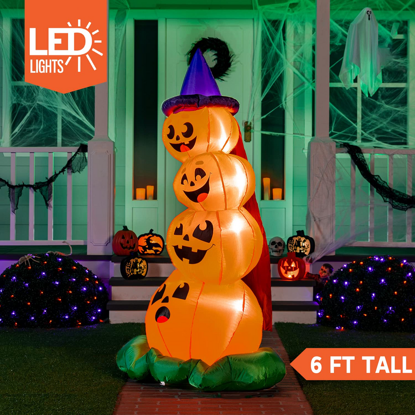 Large Halloween Stacked Pumpkins Inflatable 6 Ft Joiedomi