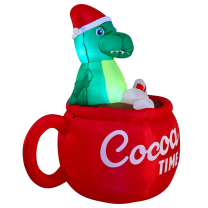 Dinosaur in a Huge Mug Christmas Inflatable