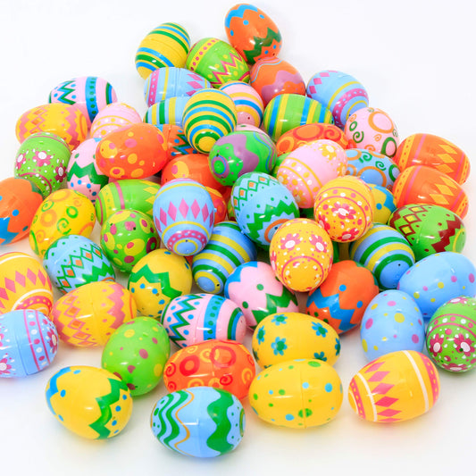 200Pcs Printed Plastic Easter Egg Shells 2.3in