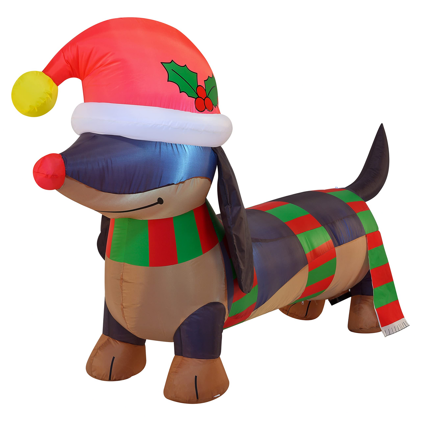 6ft Weiner Dog Eyes covered by a hug hat Christmas Inflatable