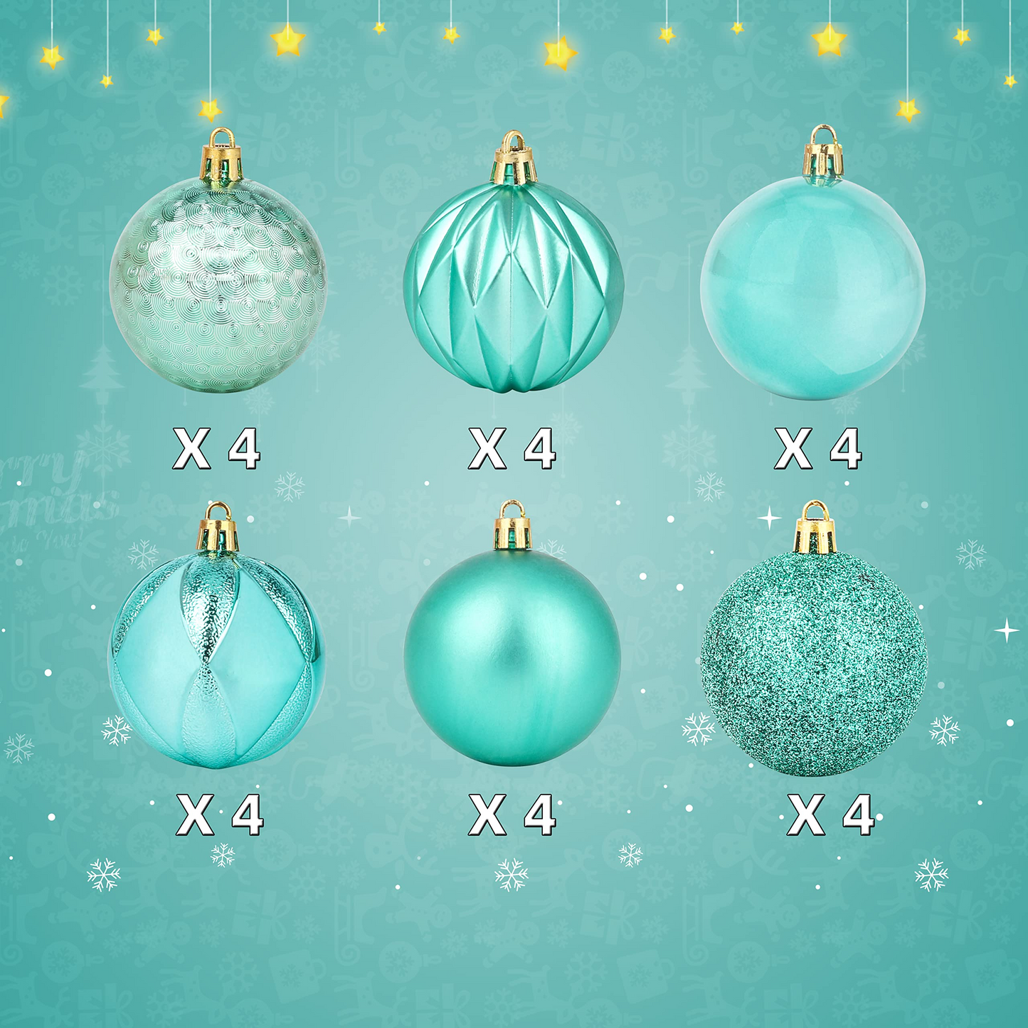 24ct 6CM Basic Christmas Ball Ornaments - Teal