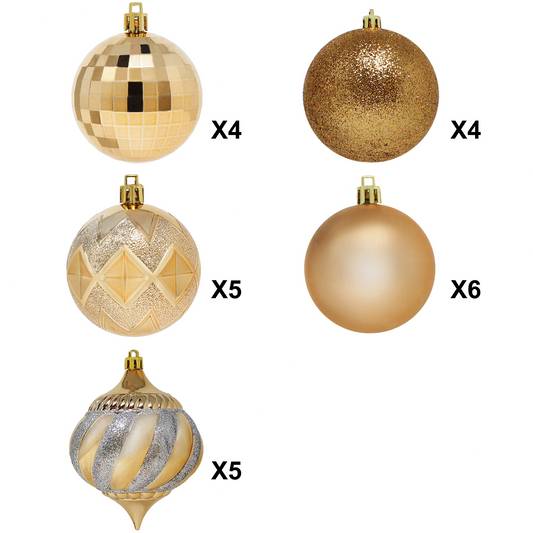 24 Pcs Christmas Ball Ornaments (Champagne)