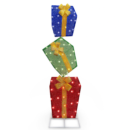 4ft Christmas Tinsel Stacked Gift Boxes