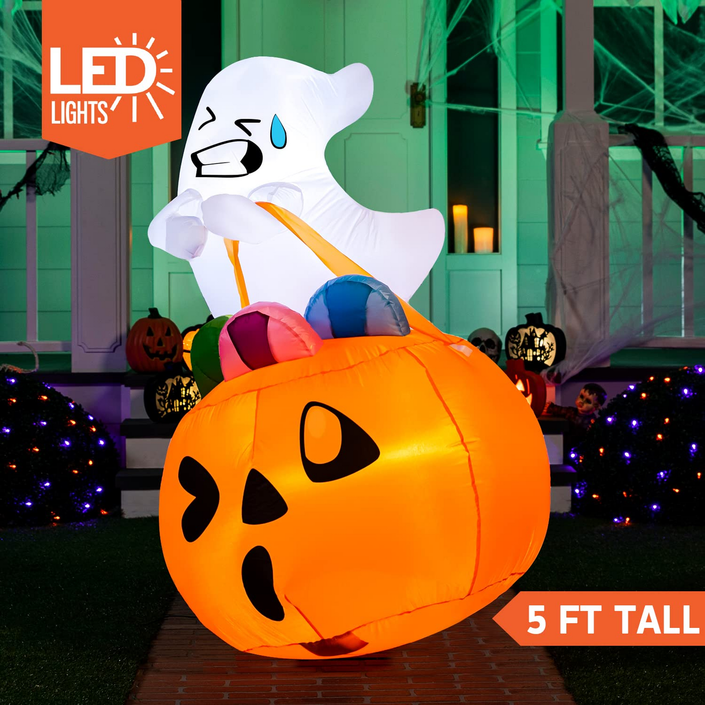 5ft Halloween Ghost Lift Pumpkin Candy Bag