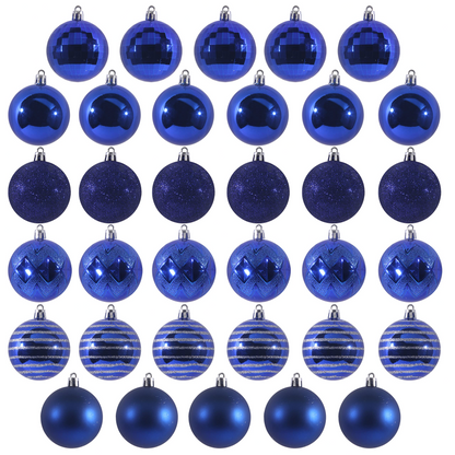 34Pcs Basic Christmas Ball Ornaments 2.36in - Blue