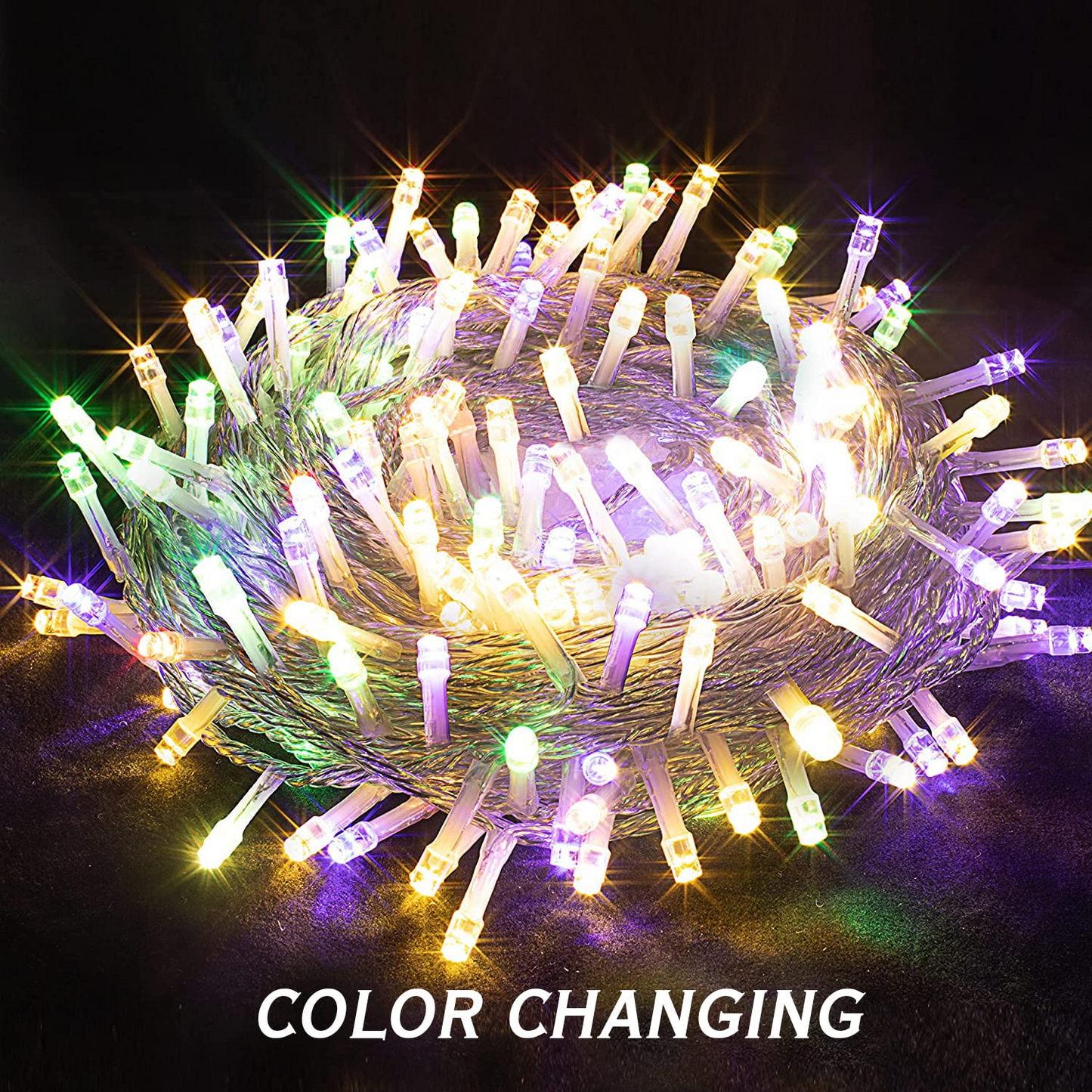 65.3ft Color Changing LED String Lights with Clear Wire on Reel, 200 Count