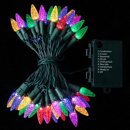 100 Multicolor LED C6 Green Wire String Lights