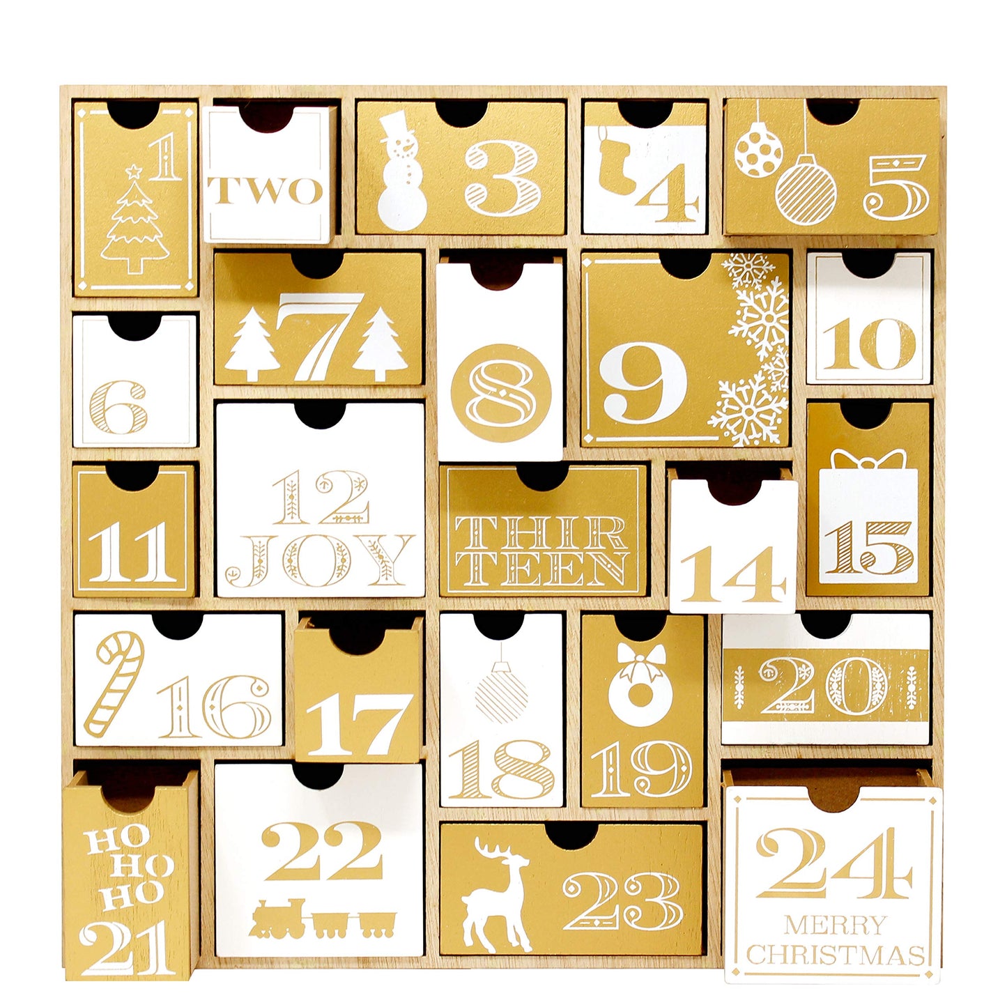 Wooden Advent Calendar with 24 Drawers