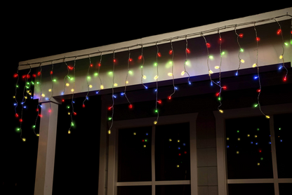 30.2ft Multi-Color Christmas Icicle Lights Clear Wire with 10 modes, 416 LED