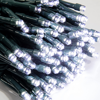 100 White LED Green Wire String Lights