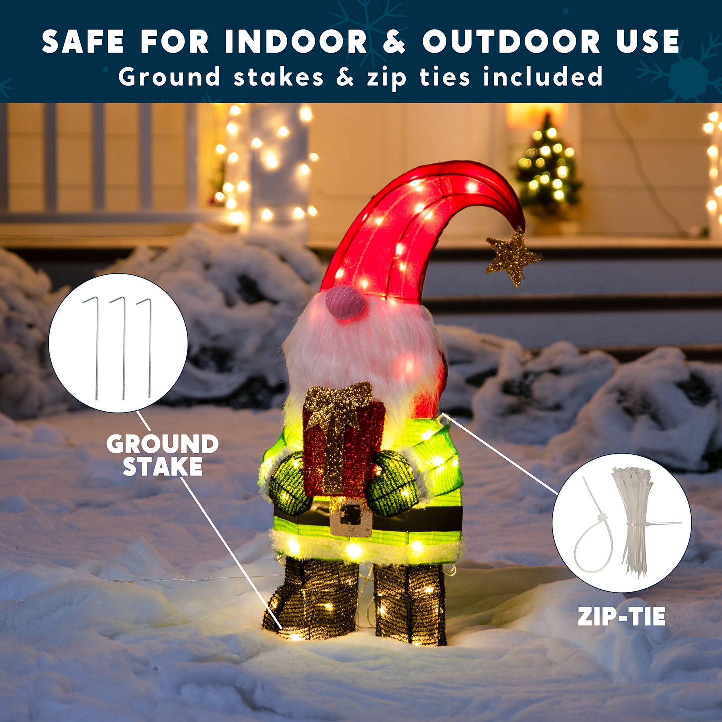 2.4ft LED Yard Light - Tinsel Gnome