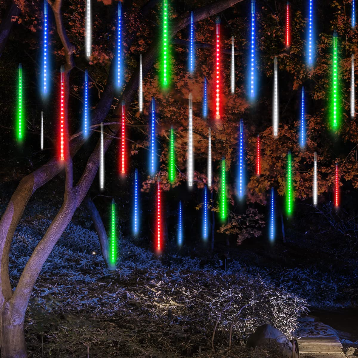 288 LED Meteor Shower Rain Lights 8 Tubes 30cm Multicolor, 1 Pack