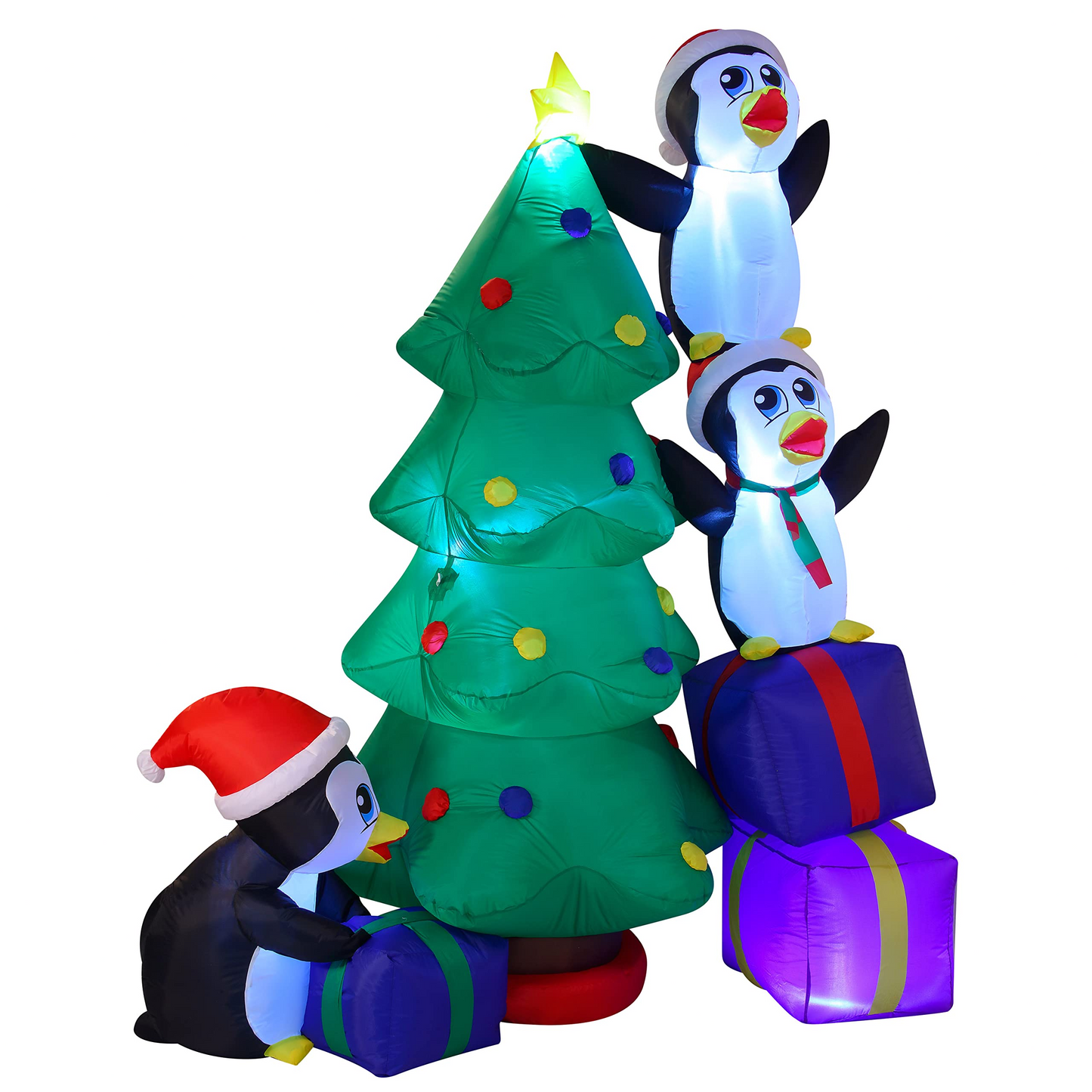 8ft Christmas Tree with Penguins
