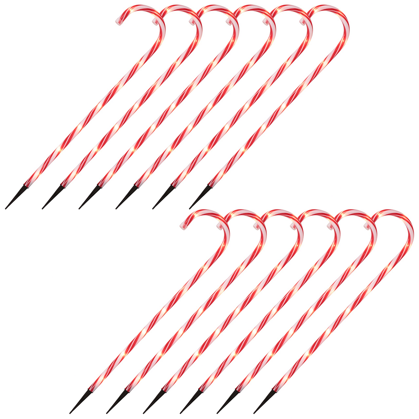 28in Christmas Candy Cane Pathway Marker (thin red) , 12 Packs