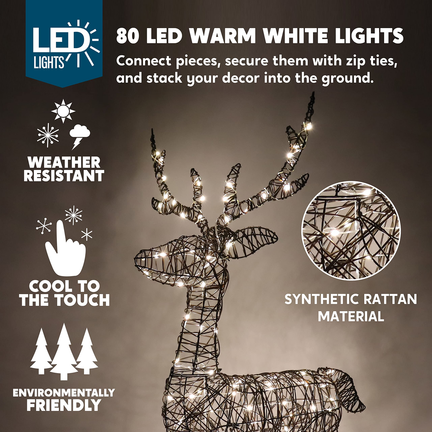 3ft LED Yard Lights - Rattan Buck