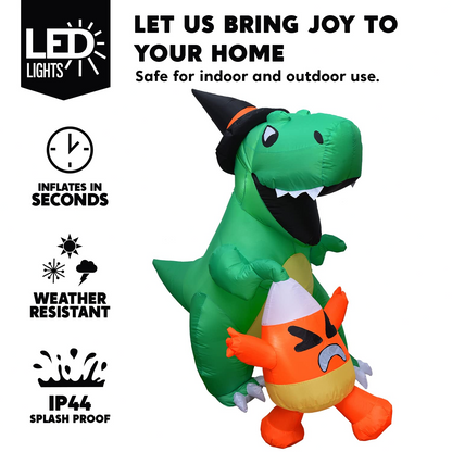 6ft Halloween Inflatable Dinosaur Catching Candy Corn