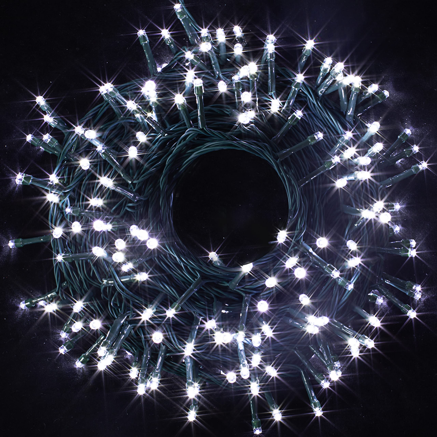 250 White LED Green Wire String Lights