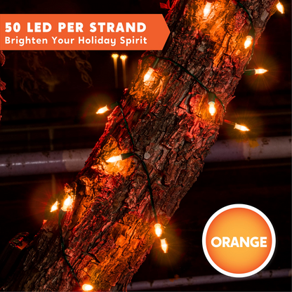 50 Orange LED Green Wire String Lights