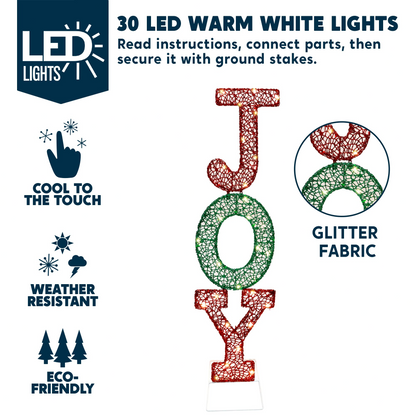 4ft LED Yard Lights - Stacked Joy Letters