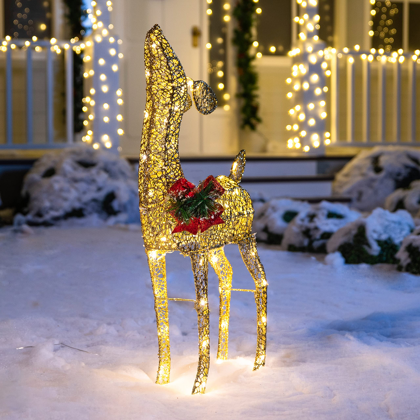3ft LED Yard Lights - Fabric Gold Fawn