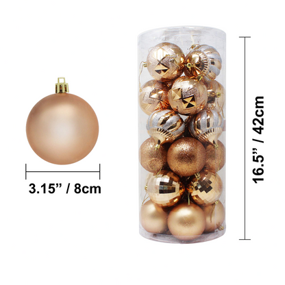 24 Pcs Christmas Ball Ornaments (Champagne)