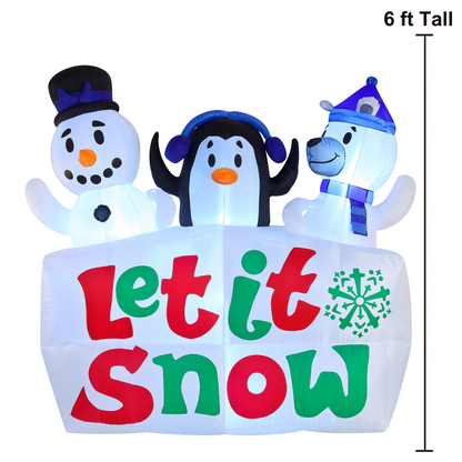 6 FT Christmas Tall Inflatable Let-It-Snow Sign