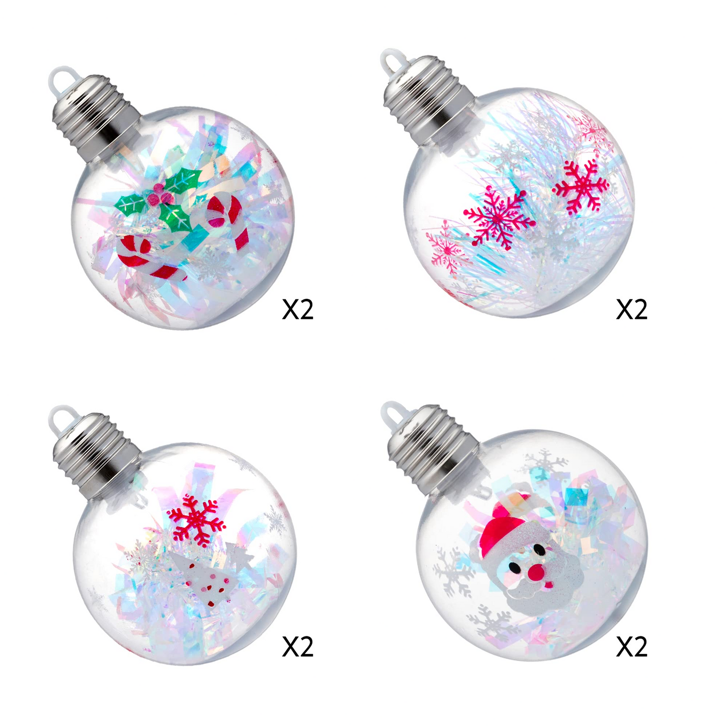 8 PcsLighted Holopaper Filling Ornaments with Cartoon Design 3.15in