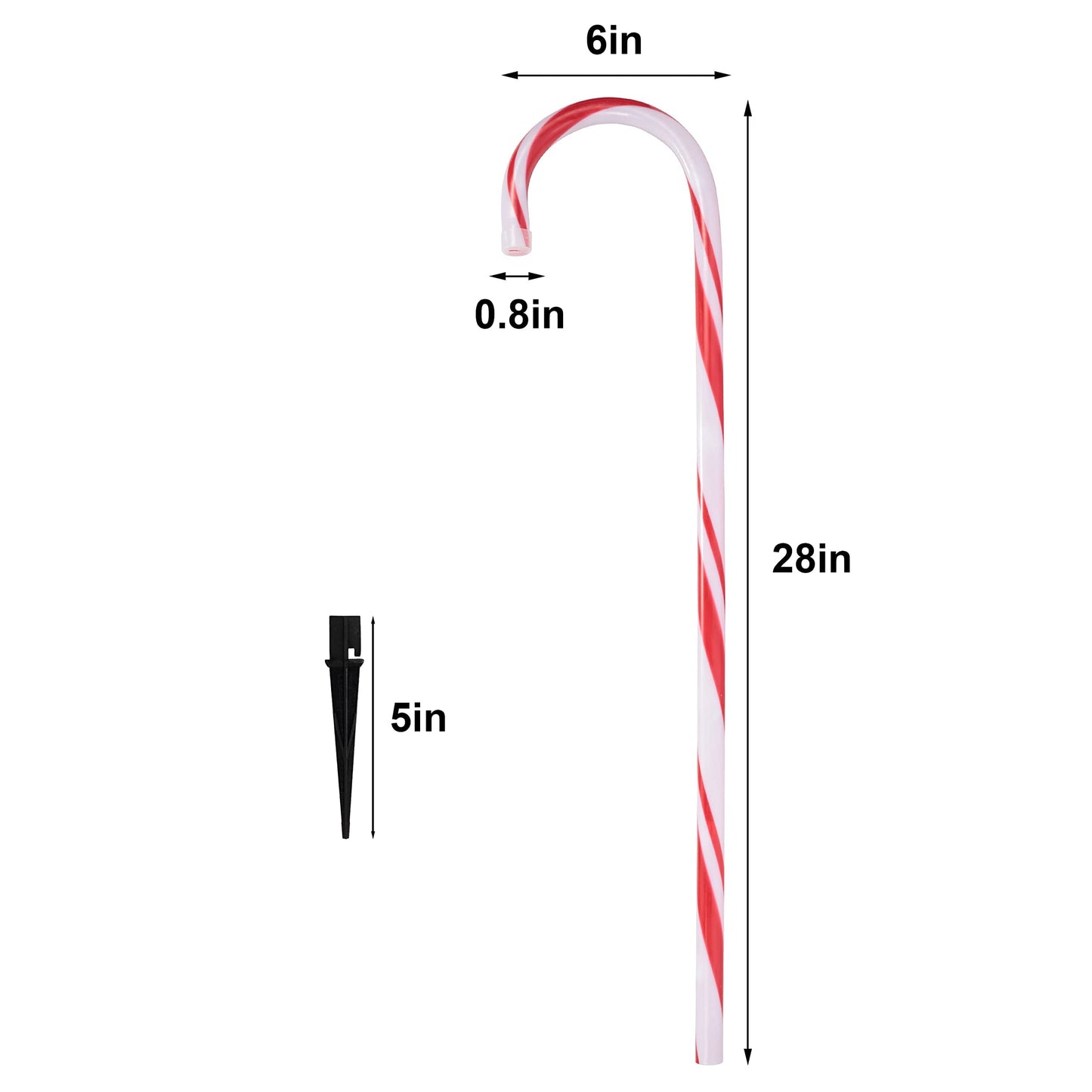 28" Christmas Candy Cane Pathway Marker Thick Red