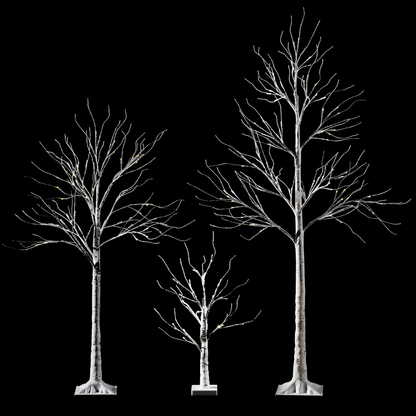 White Birch Tree Decoration Combo Set, 2ft, 4ft, 6ft