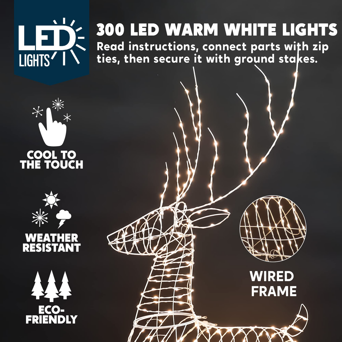 6ft LED Yard Lights - Wire Frame Buck