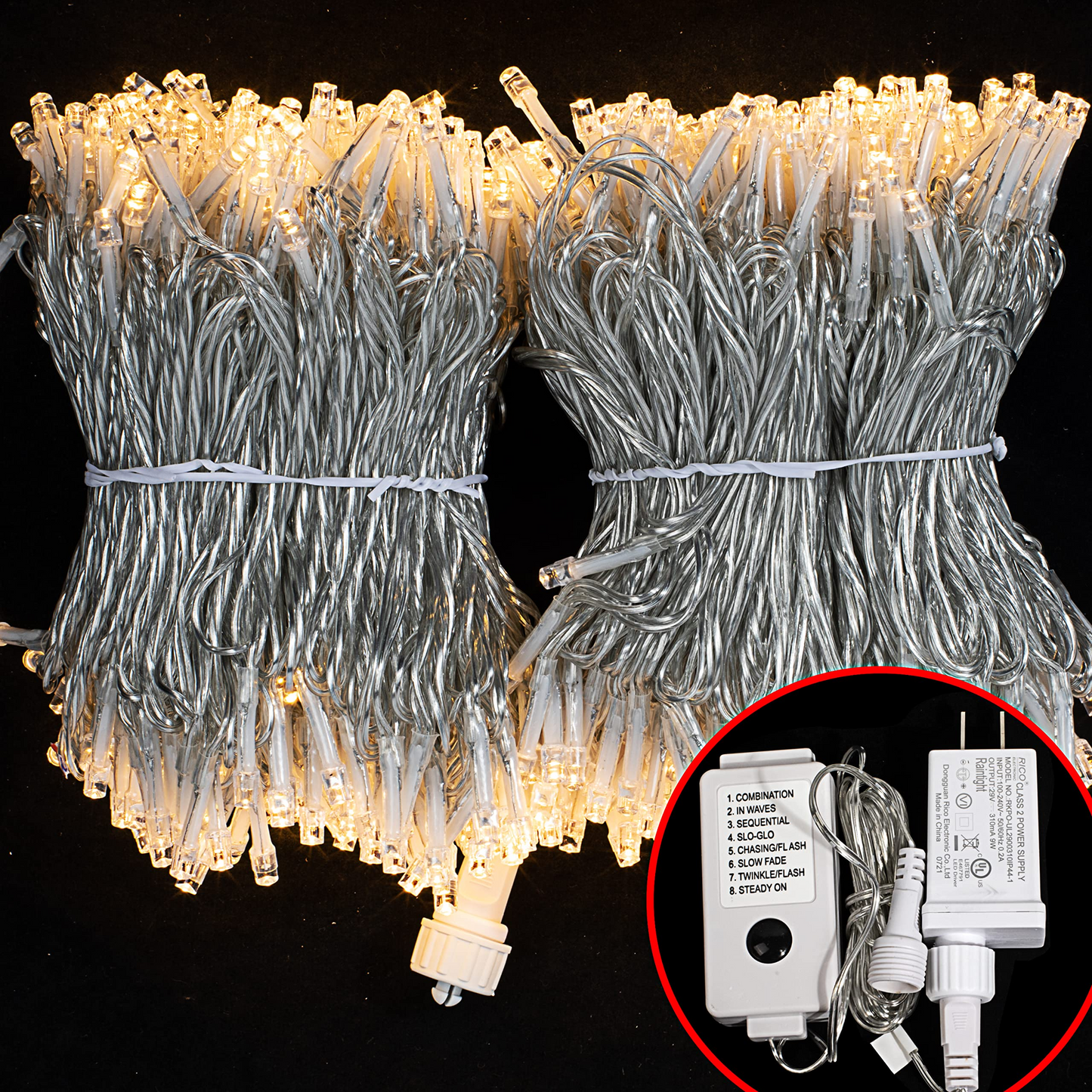 600 Warm White LED Clear Wire String Lights